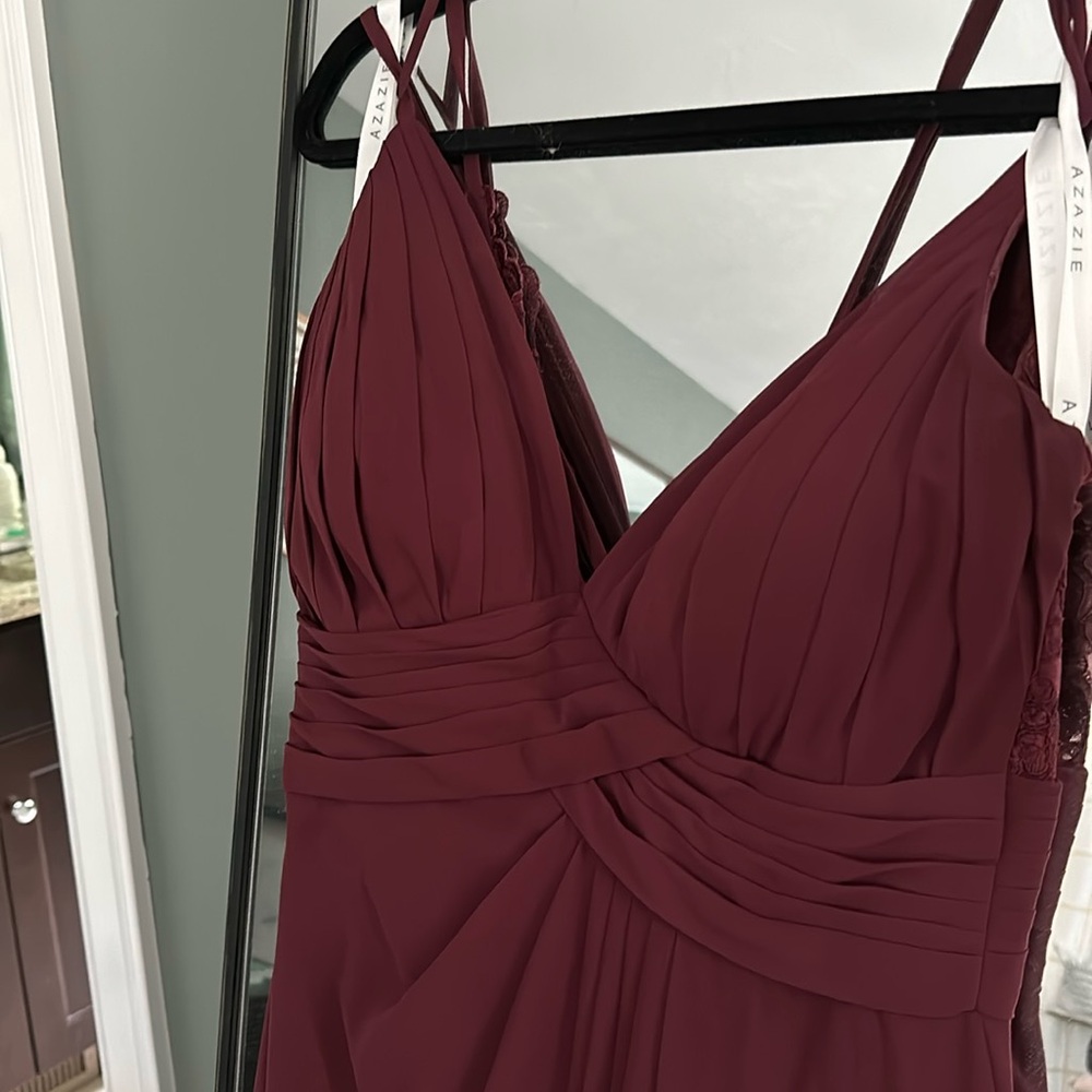 Azazie Maren Allure dress in Cabernet size A6